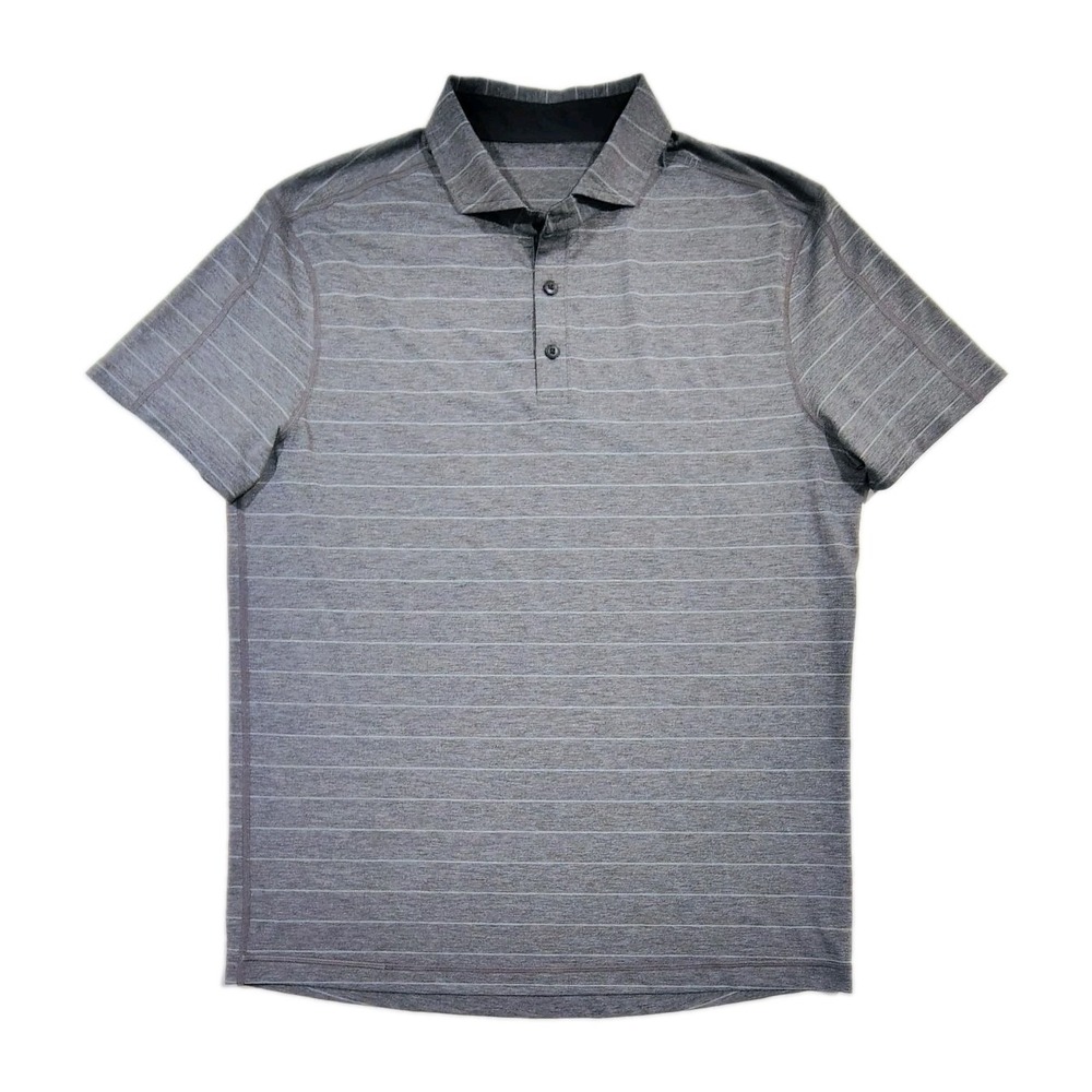 Lululemon Evolution Polo Shirt L Heathered Gray Stretch Performance Golf Men's - Picture 2 of 11
